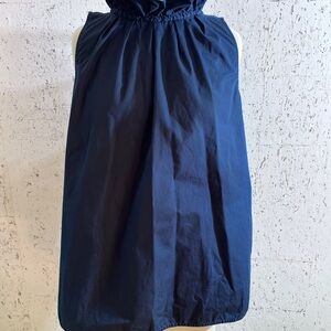 Ann Mashburn Navy poplin ruffle neck top